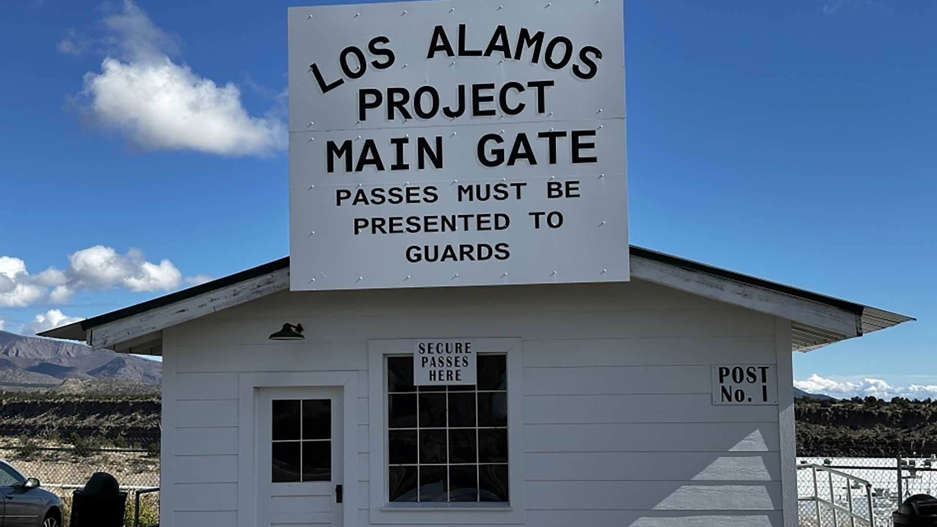 A historic 1943 structure that served as a check-in site still stands at Los Alamos National Laboratory. Photo by Connor Morse