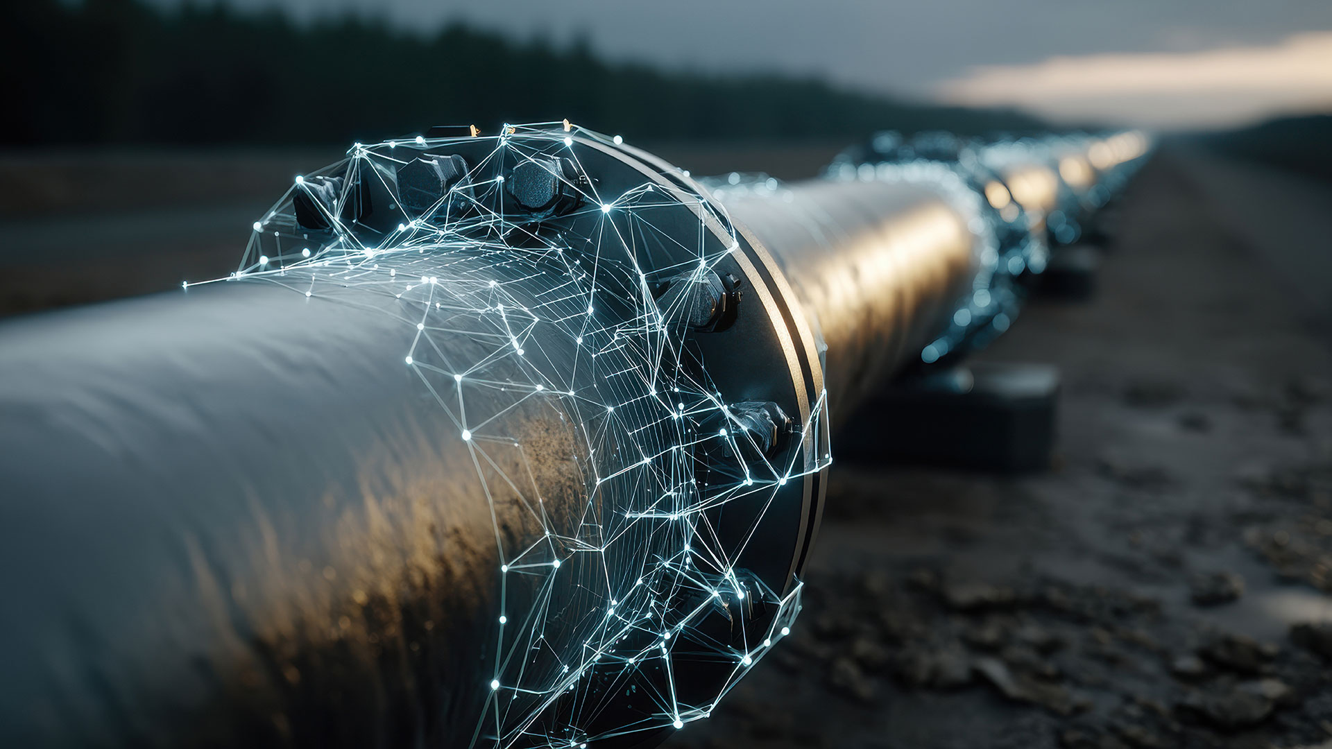 An illustration of an industrial fuel pipeline. A team of Arizona State University researchers, including faculty members in the Ira A. Fulton Schools of Engineering at ASU, is developing innovative robotics and systems powered by artificial intelligence, or AI, for fuel pipeline inspections. The systems will allow infrastructure experts to access pipelines once considered impossible to inspect, enabling safety checks that are long overdue. Image courtesy of whitestorm/Adobe Stock and generated using AI